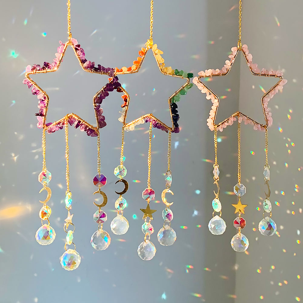 Rainbow Delight | Star Shaped Suncatcher | Amethyst