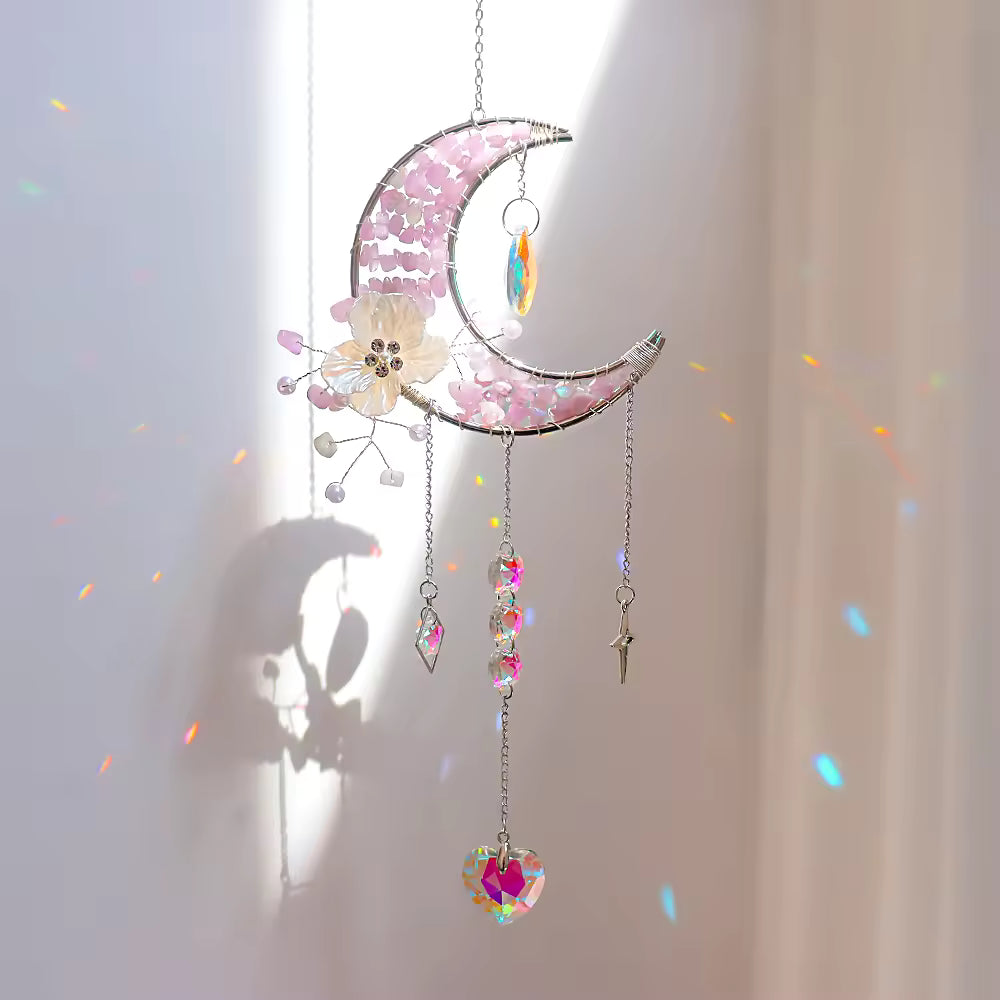Dewdrop Delight | Floral Moon Suncatcher - Kunzite