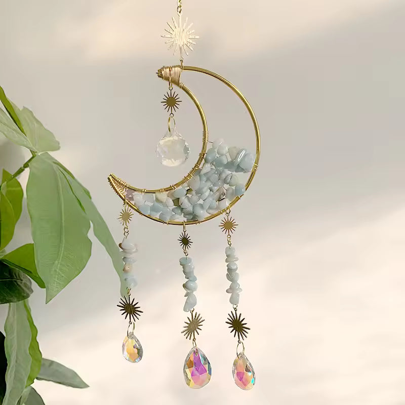 Moonbeam Harmony | Moon Shaped Suncatcher - Amazonite