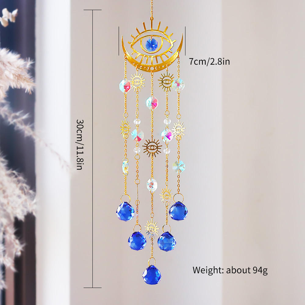 Blue Aurora Boho Evil Eye Suncatcher