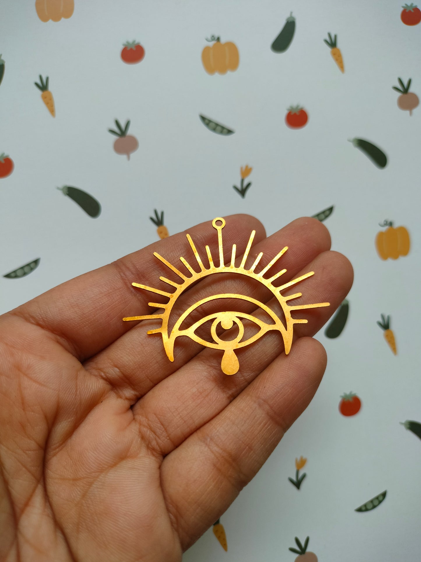 Sun moon Evil eye Brass Charm
