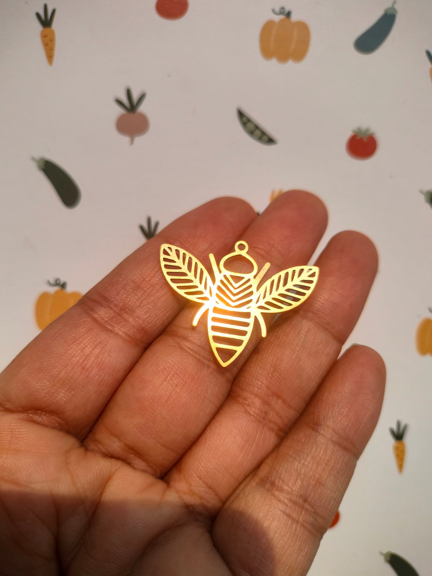 Bee Laser Cut Charms, Raw Brass Fly Charms, Abstract Leaf Wings Charm