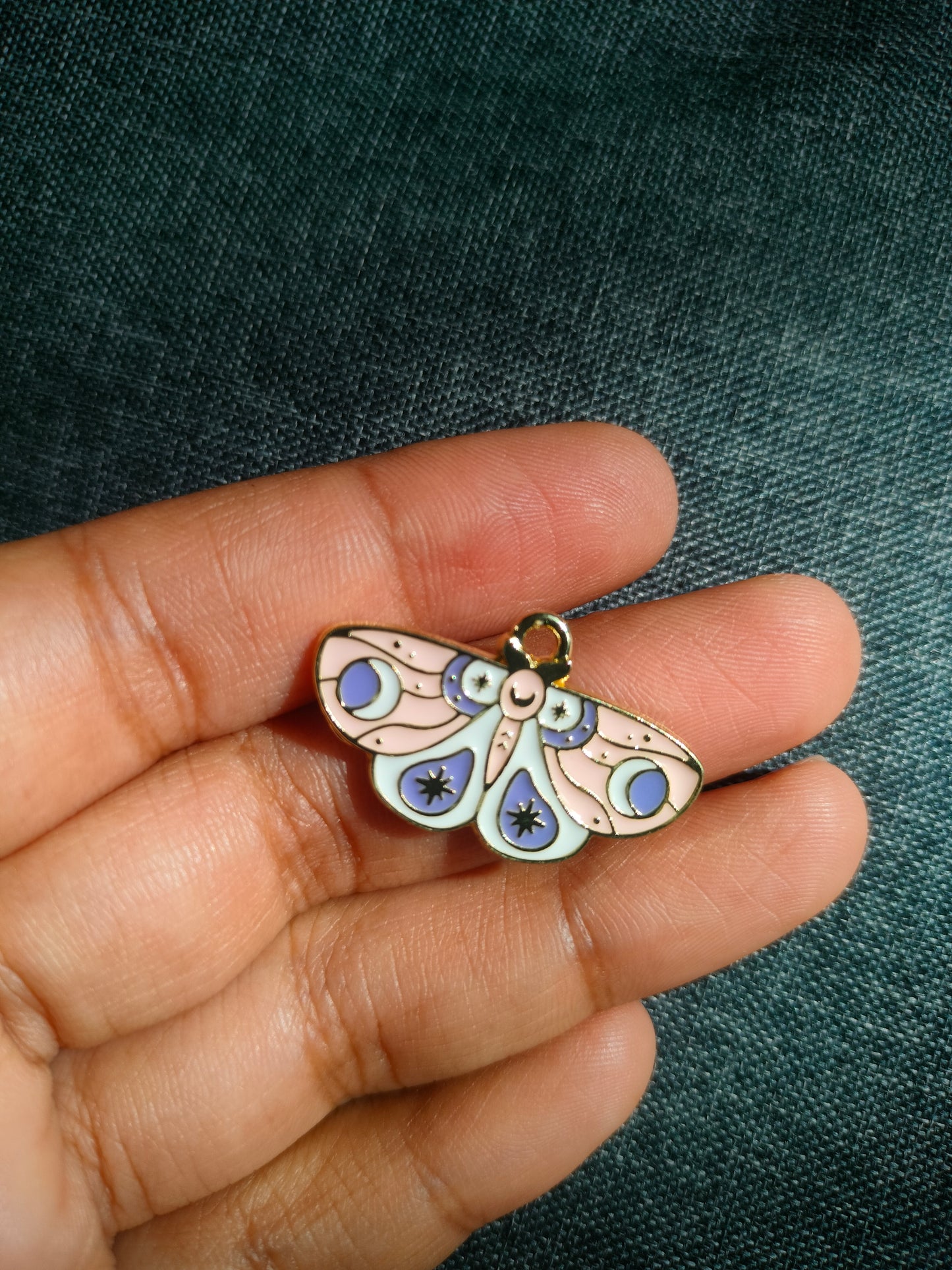 Pastel Pink Blue Moth | Enamel Butterfly Moth Charm