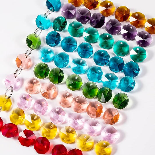 Colored Octagon AB Crystals 14 mm  - Assorted Random Colors