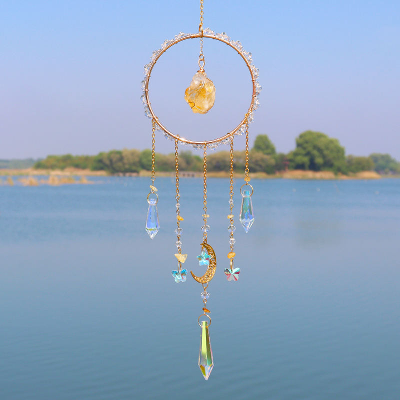Celestial Glow Citrine Ring Crystal Suncatcher