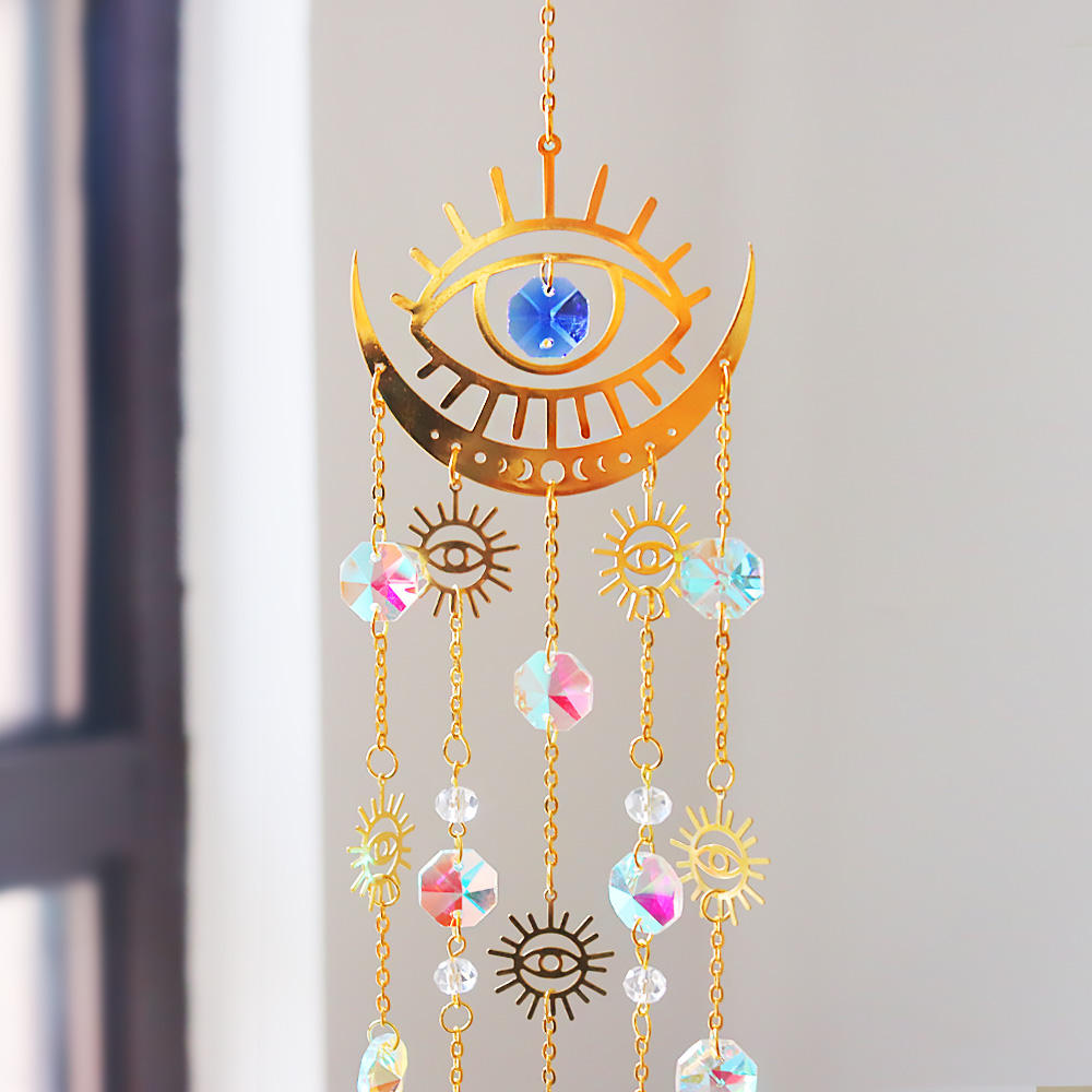 Blue Aurora Boho Evil Eye Suncatcher