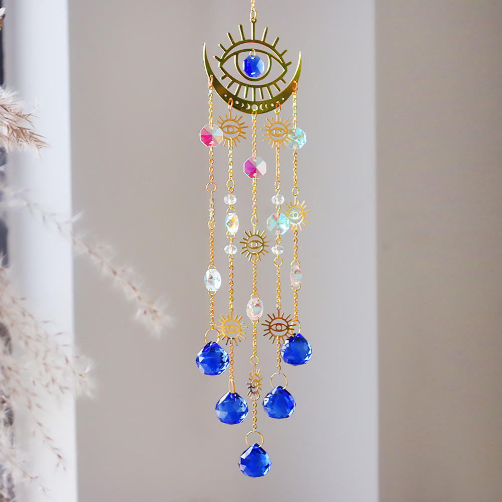 Blue Aurora Boho Evil Eye Suncatcher
