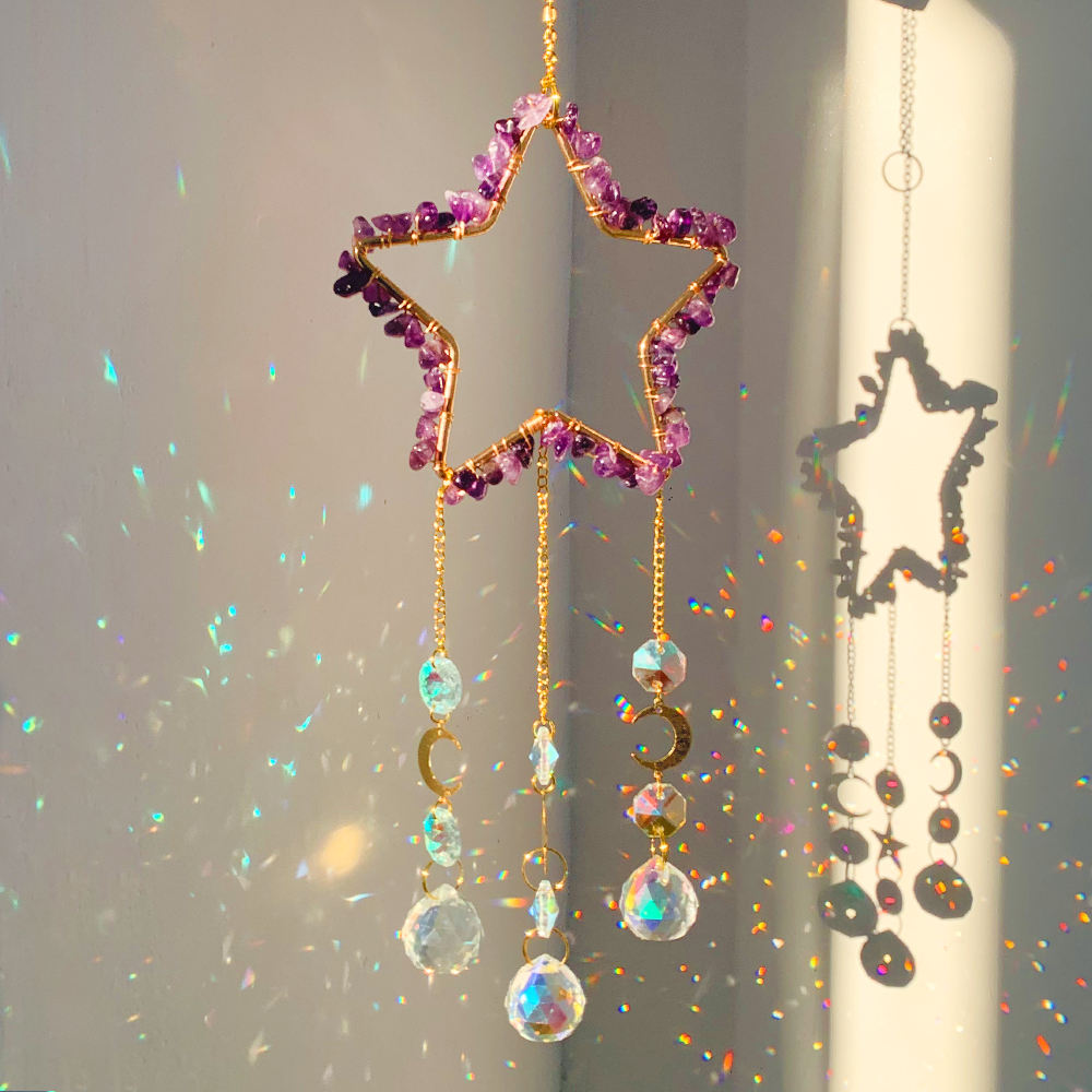 Rainbow Delight | Star Shaped Suncatcher | Amethyst