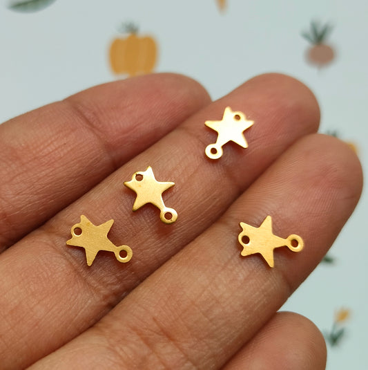 Mini Star Brass Connector Charm (Set of 10)