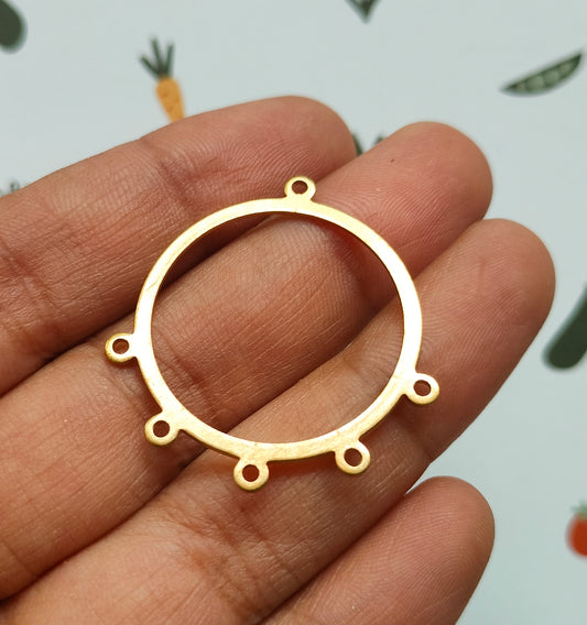 Round hollow Connector Earring Brass Charm