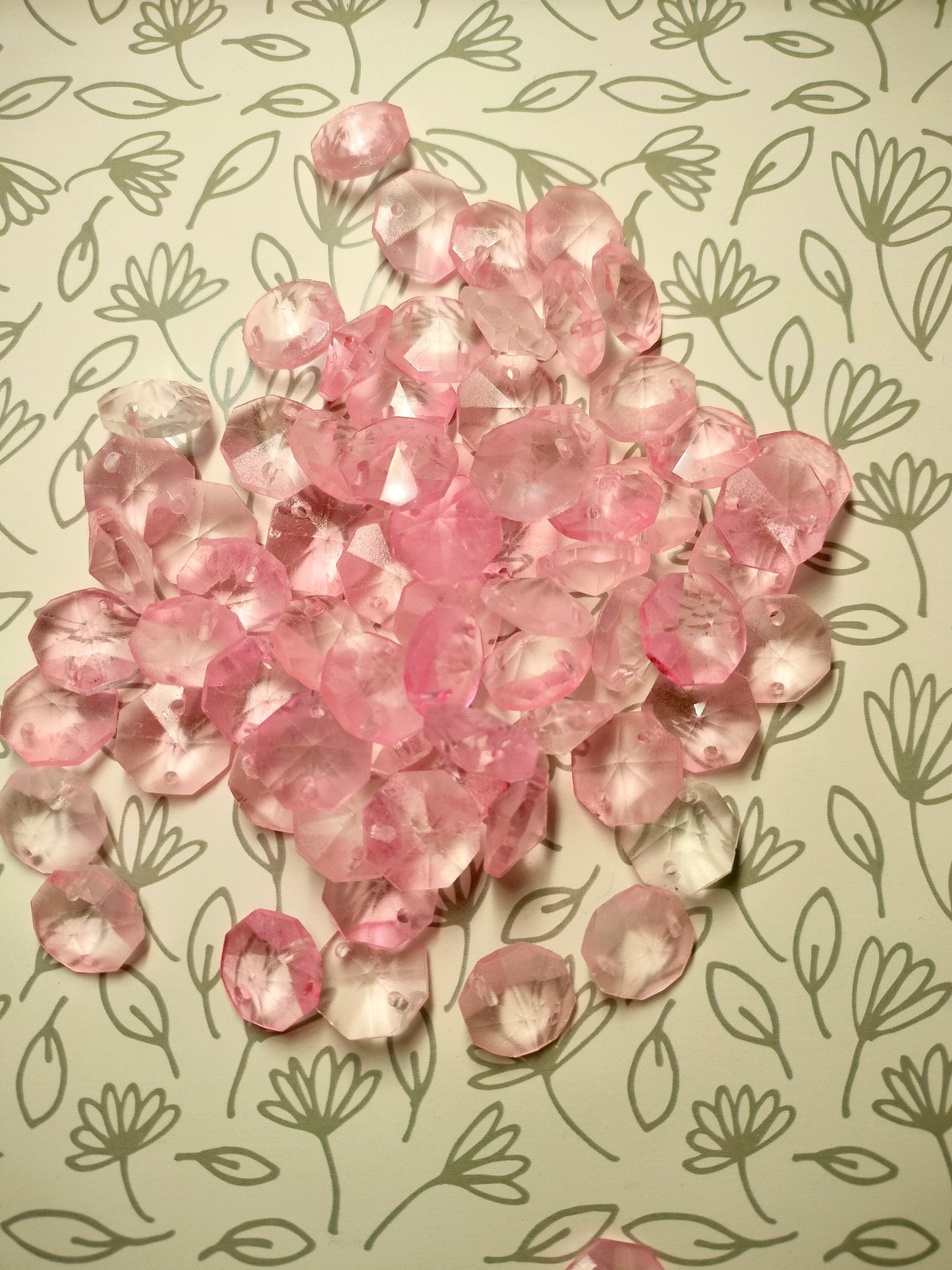 Octagon Glass Crystal Pink