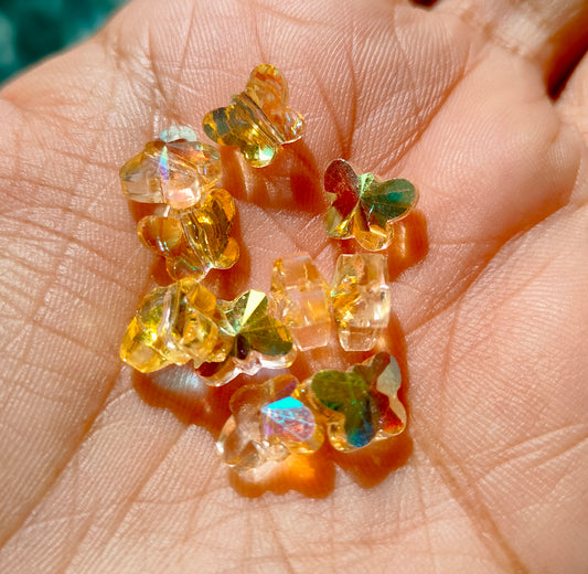 Crystal butterfly Beads Yellow (Set of 10)