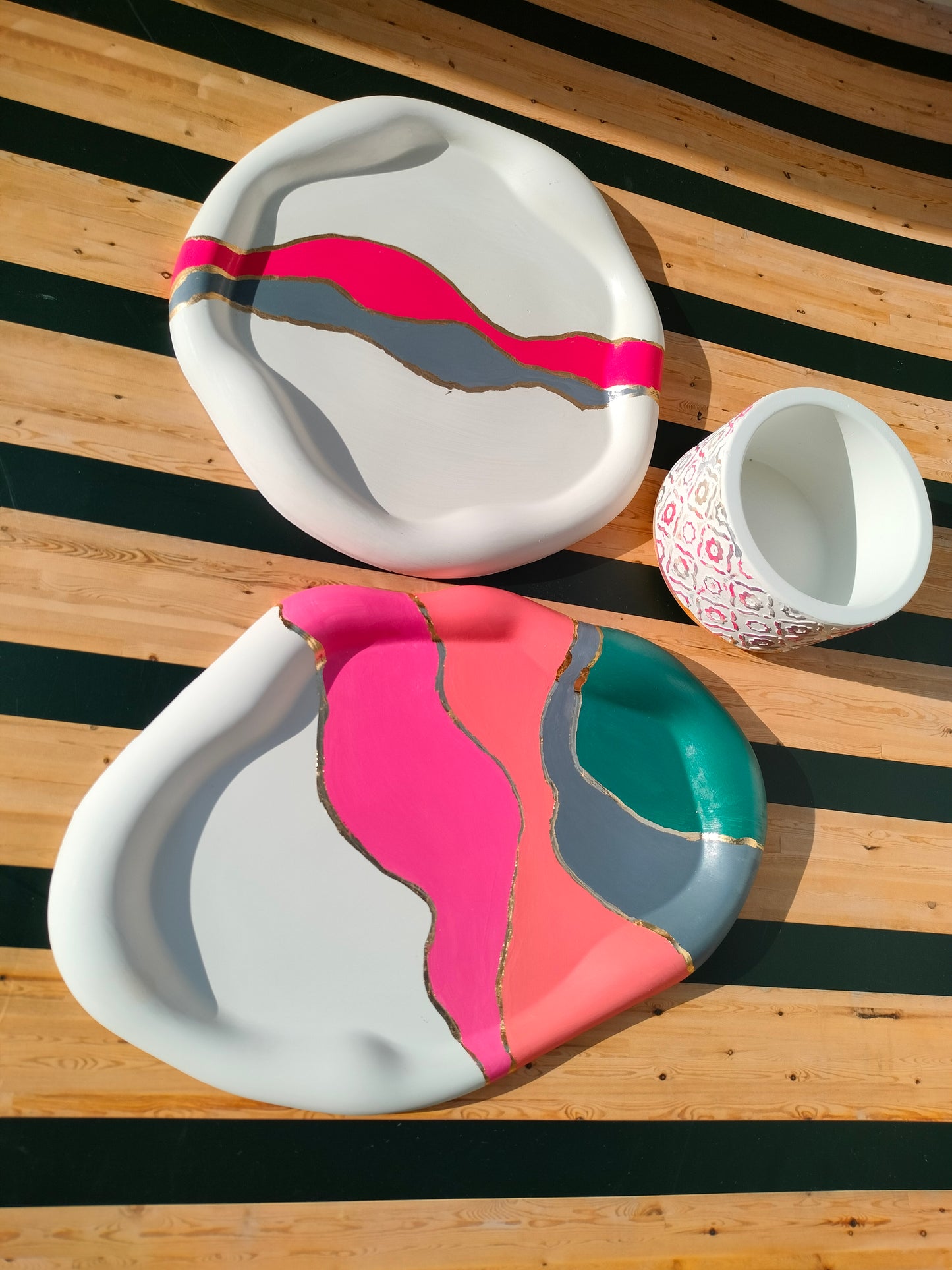 Hand Painted Bubble Tray Set