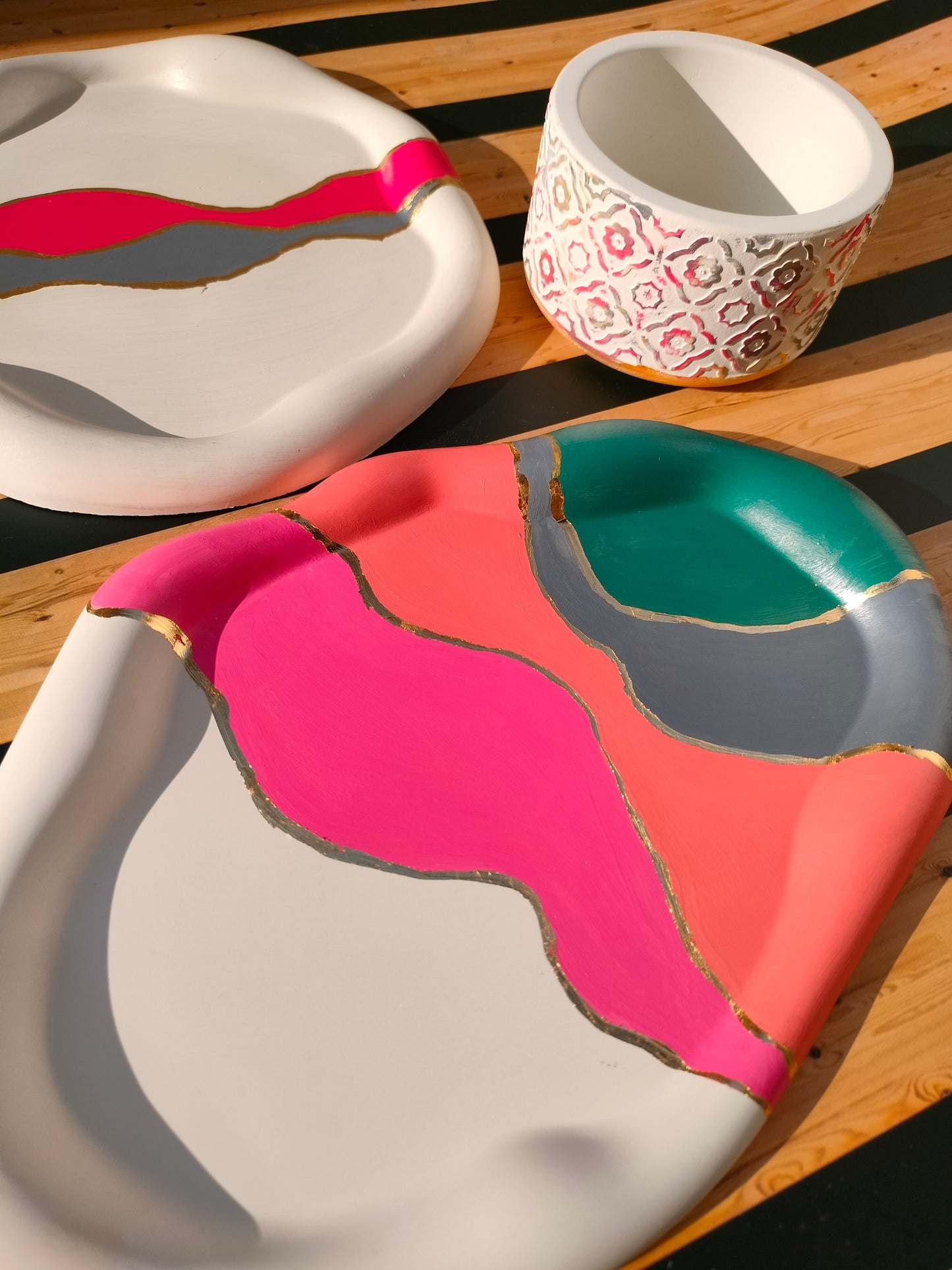 Hand Painted Bubble Tray Set