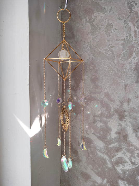 Clear quartz Crystal Suncatcher