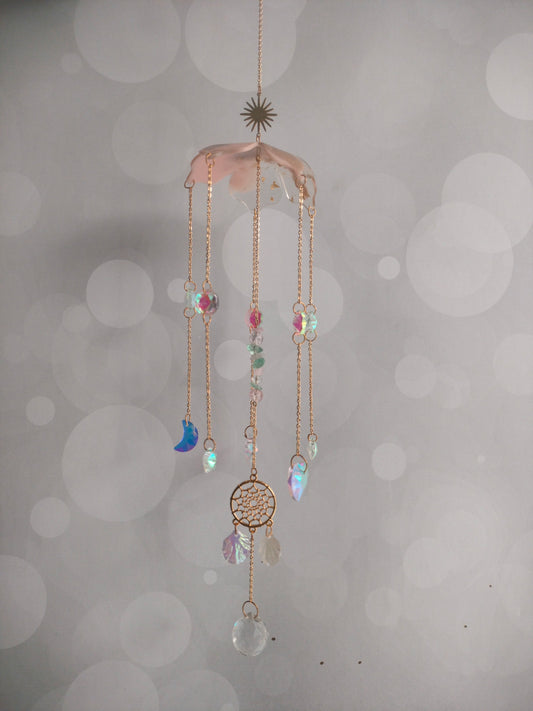 Pink Umbrella Crystal Suncatcher