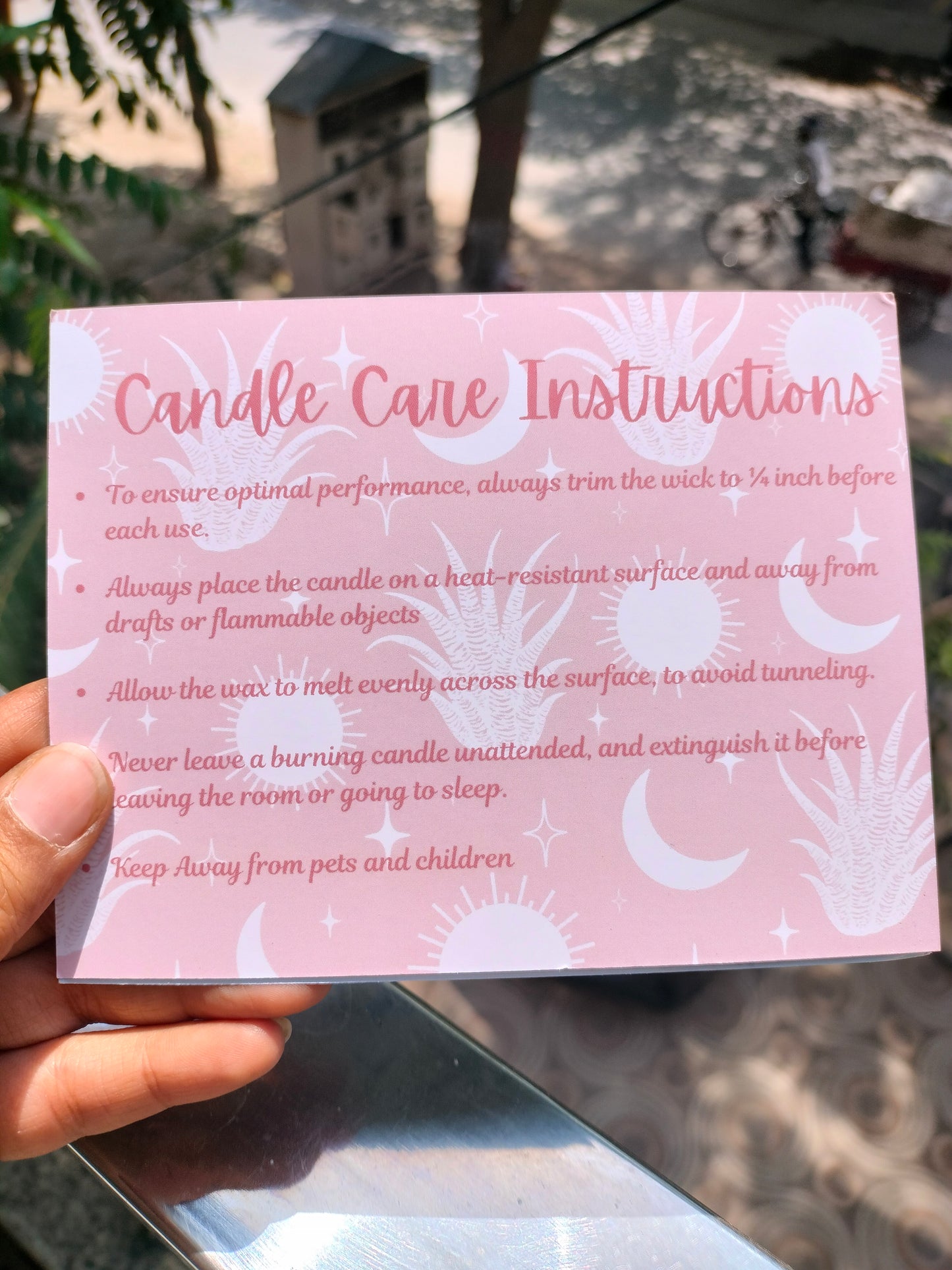 Candle Care Cards - Double Side Printed (With White Envelopes)