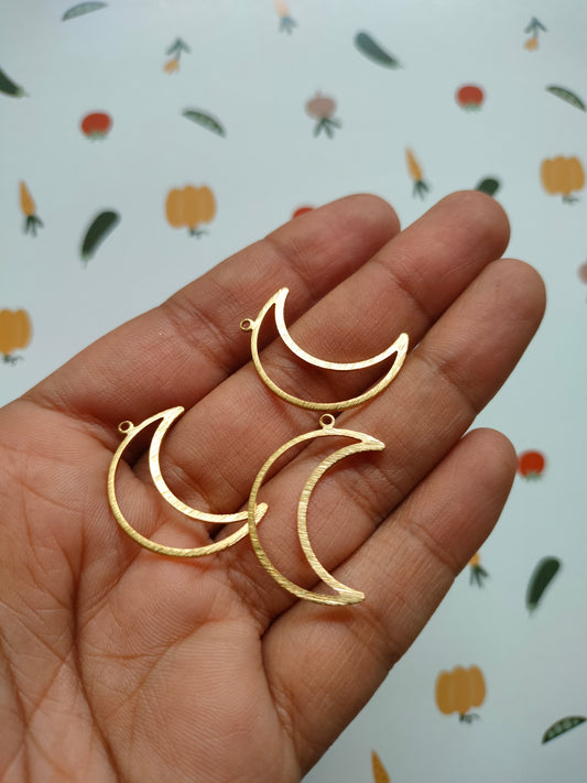 Hollow moon pendant Brass Charm