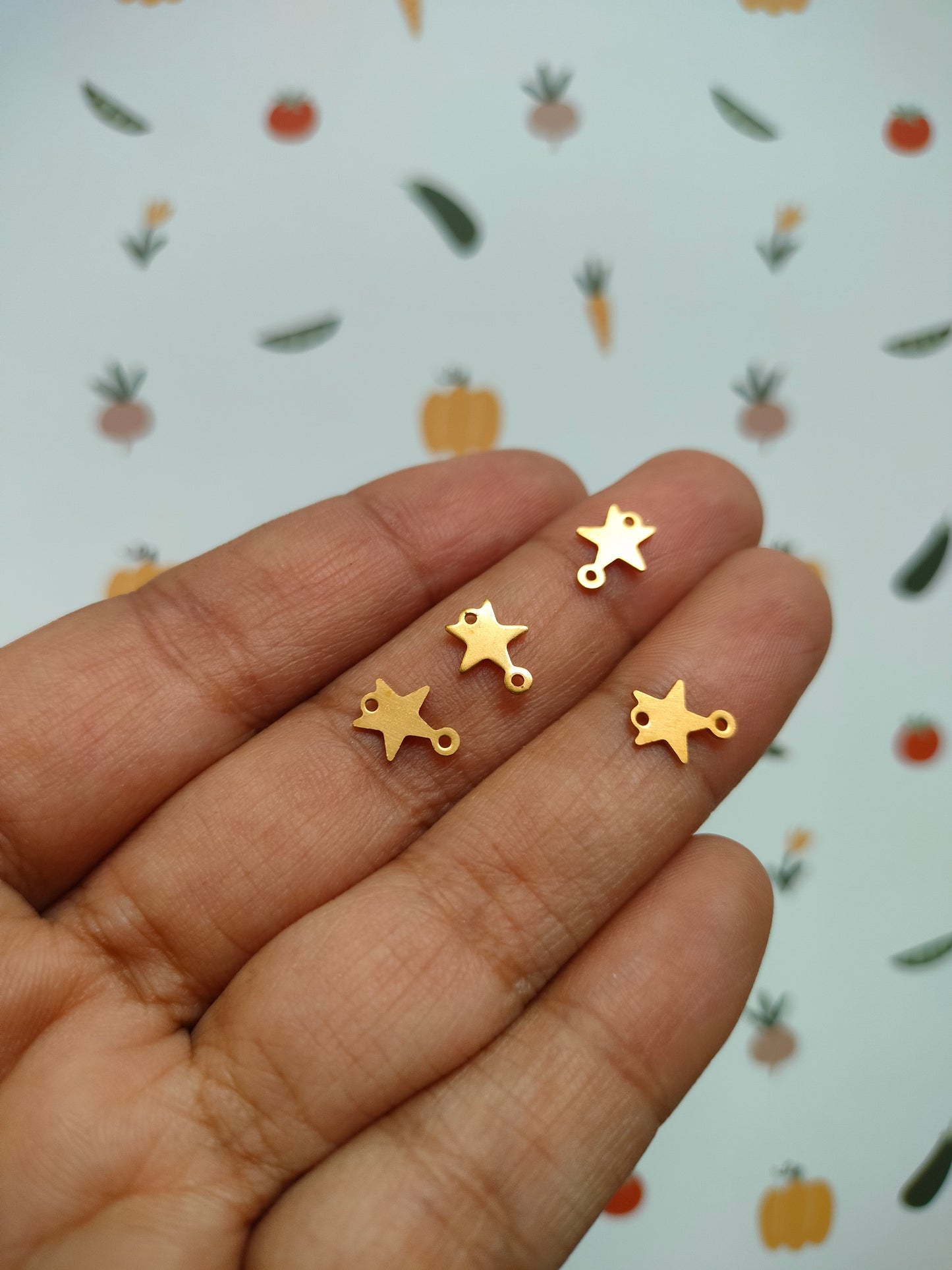 Mini Star Brass Connector Charm (Set of 10)