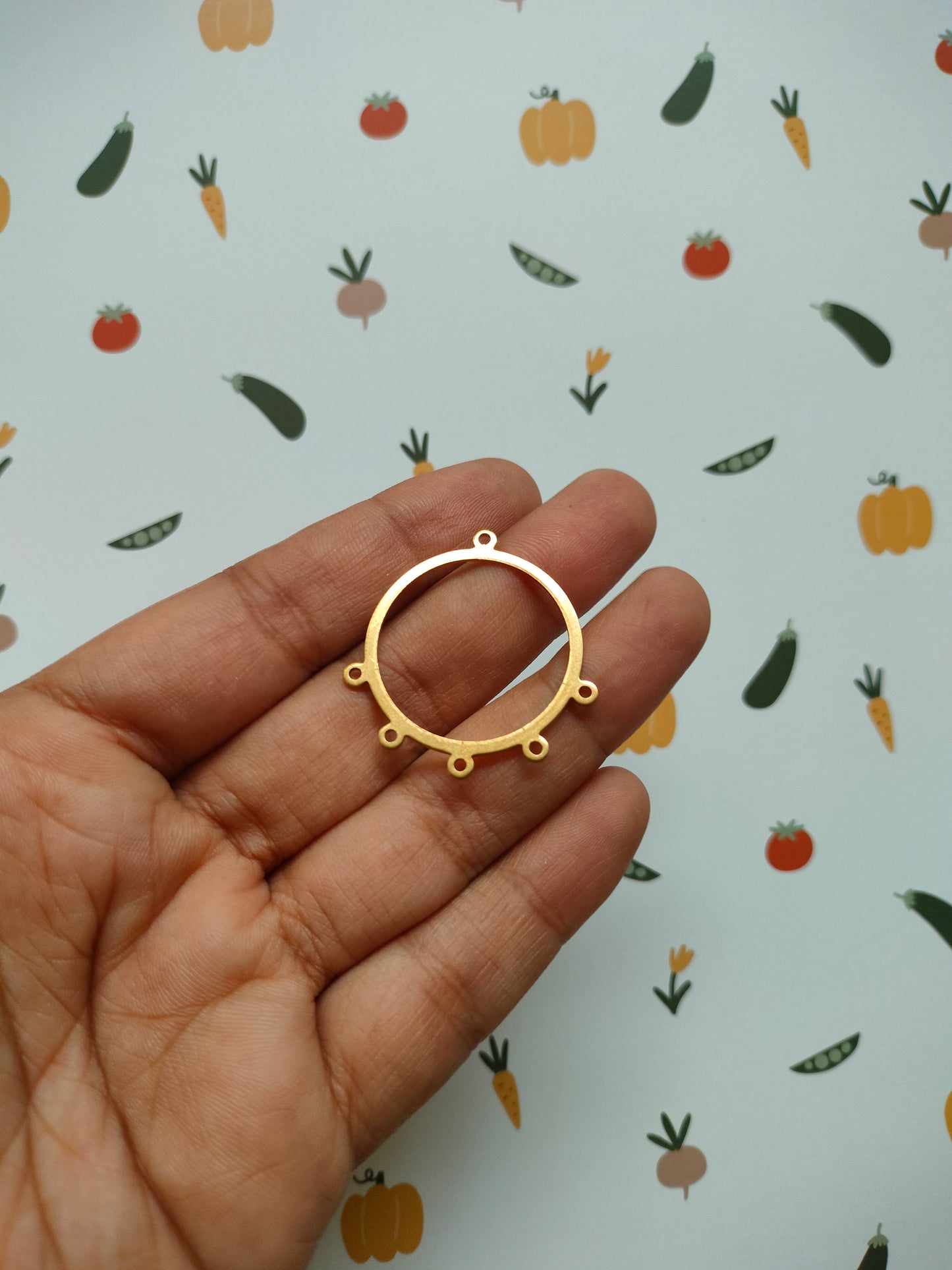 Round hollow Connector Earring Brass Charm