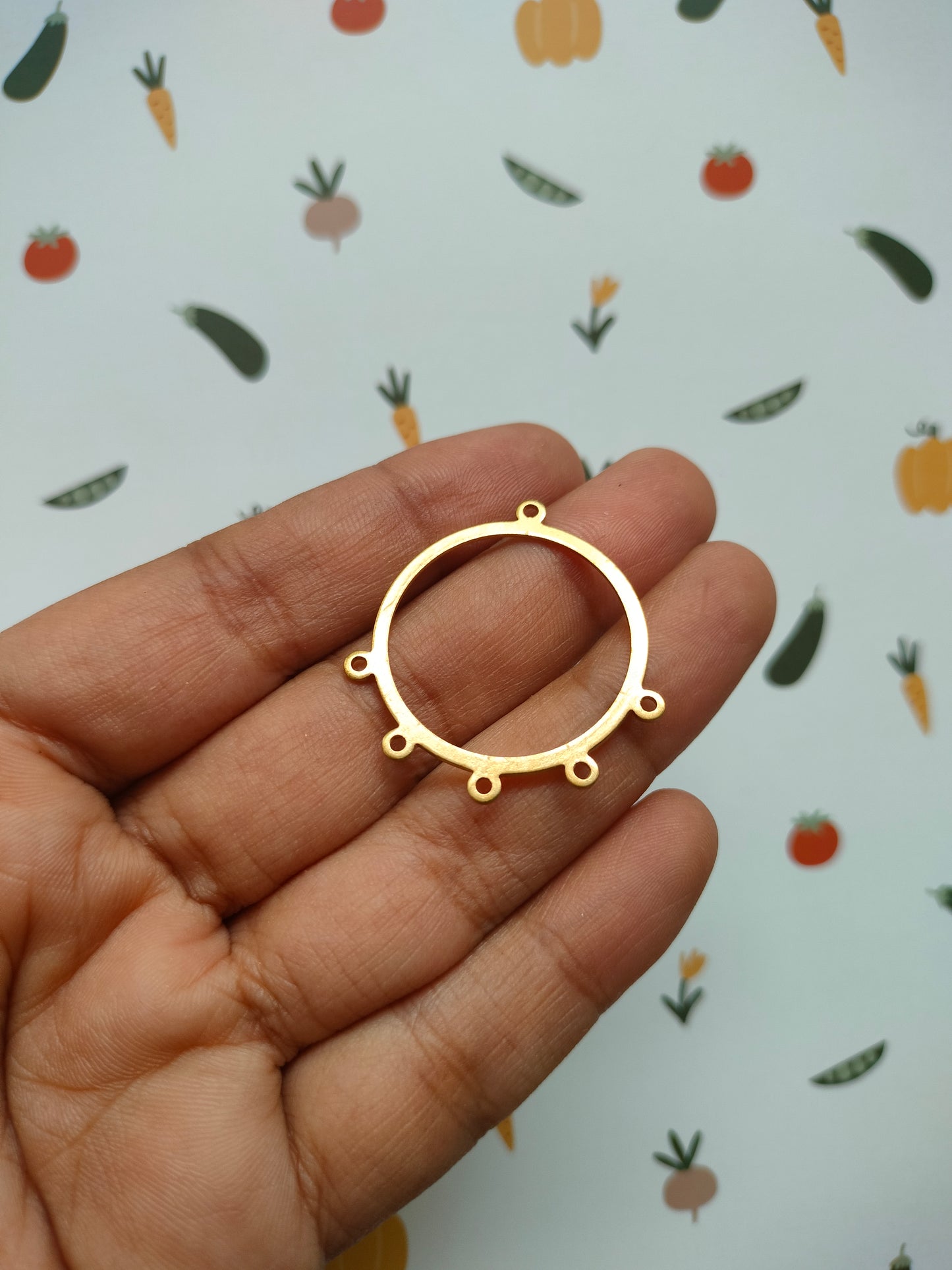 Round hollow Connector Earring Brass Charm