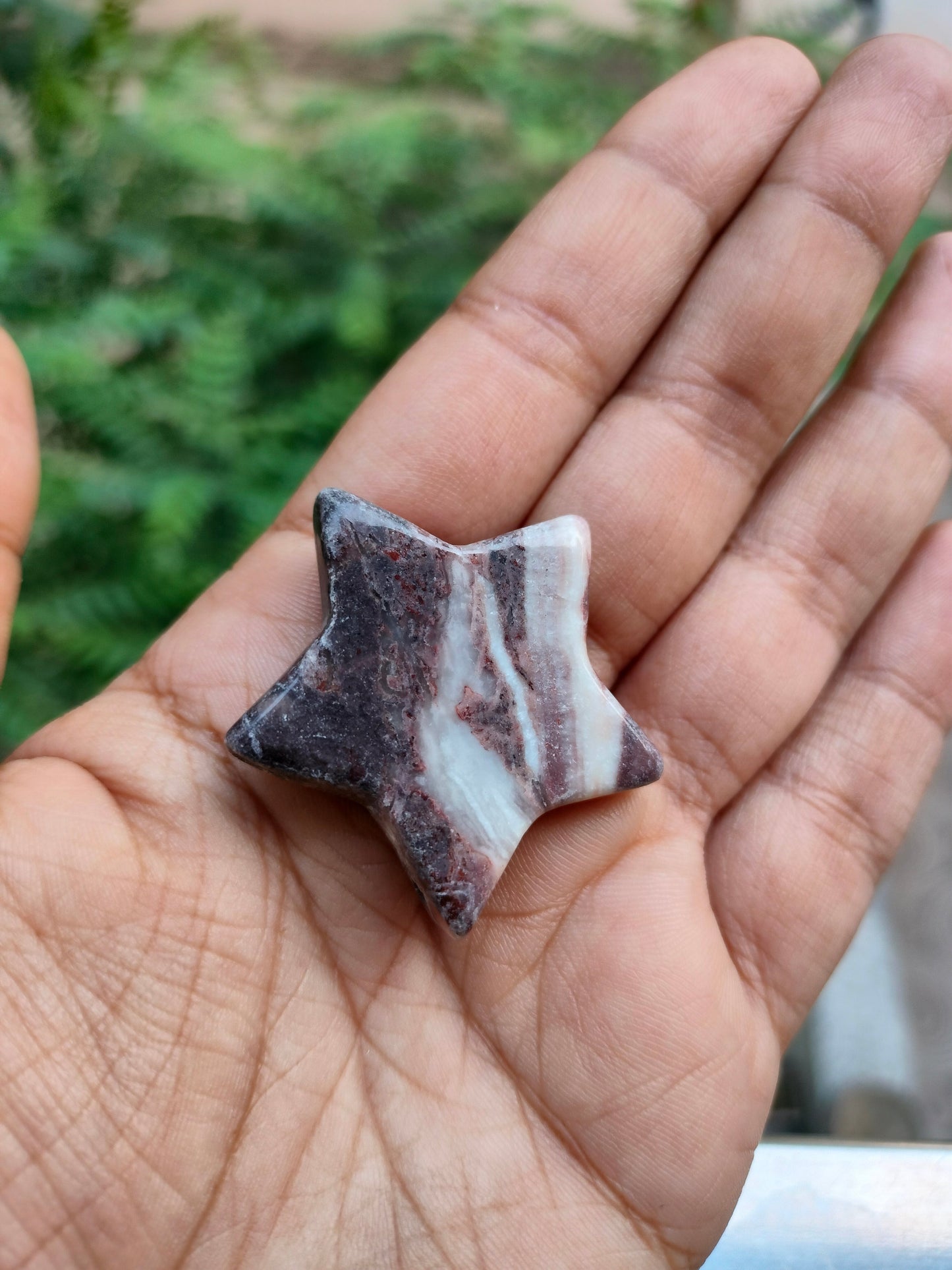 Brown stone Star Stone Hanging (With One hole)