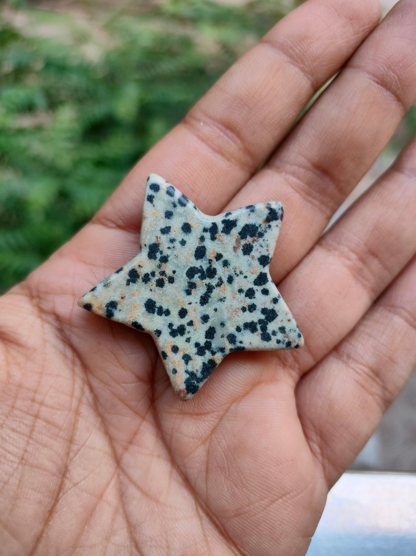 White with black dots Star Stone Hanging (With One hole)