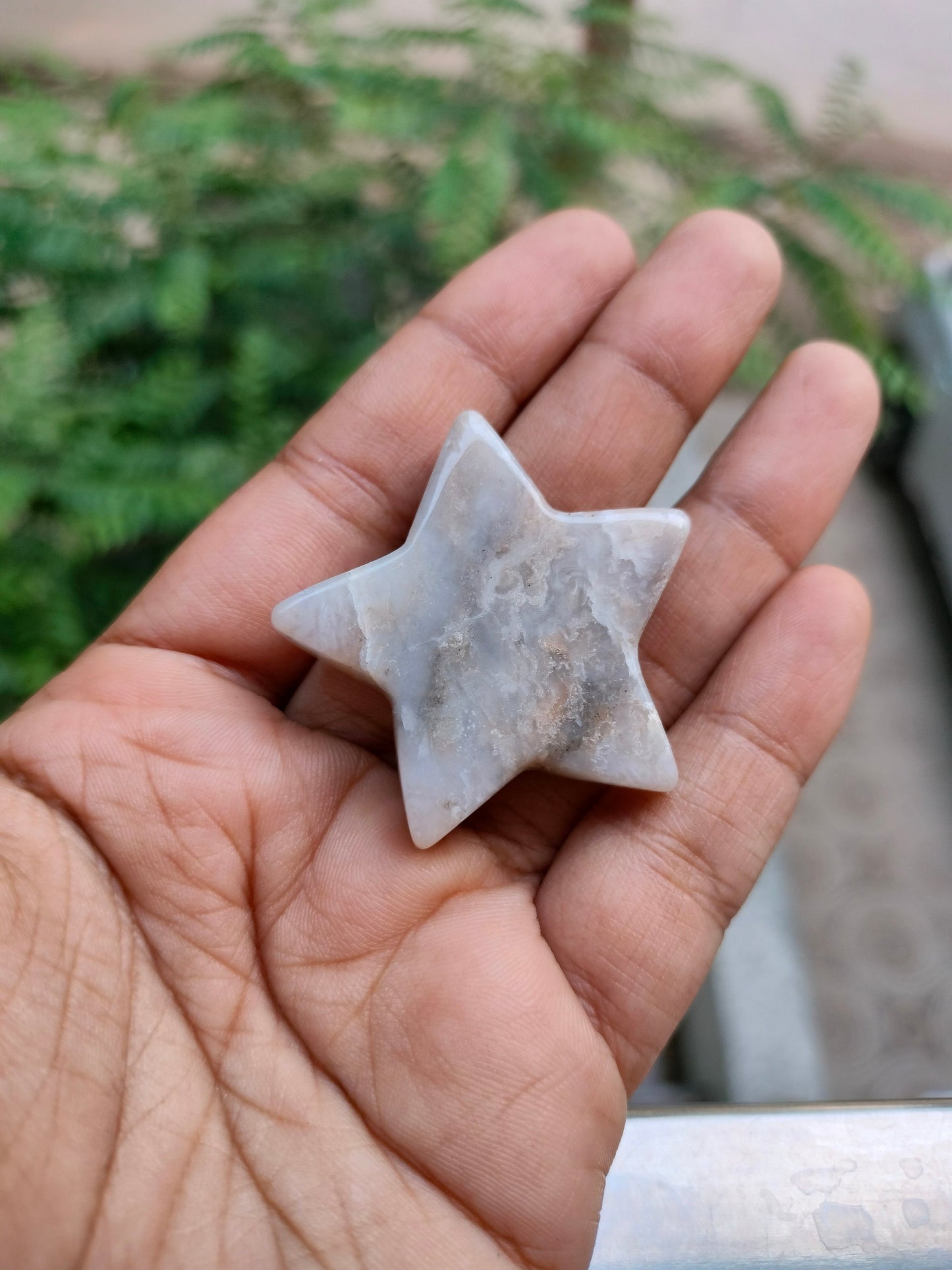 Grey Stone Star Stone Hanging (With One hole)