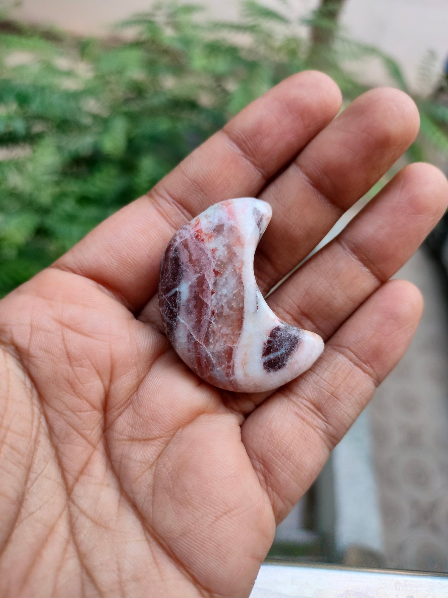 Brown stone Moon Stone Hanging (With One hole)