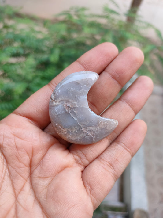 Grey Moon Stone Hanging (With One hole)