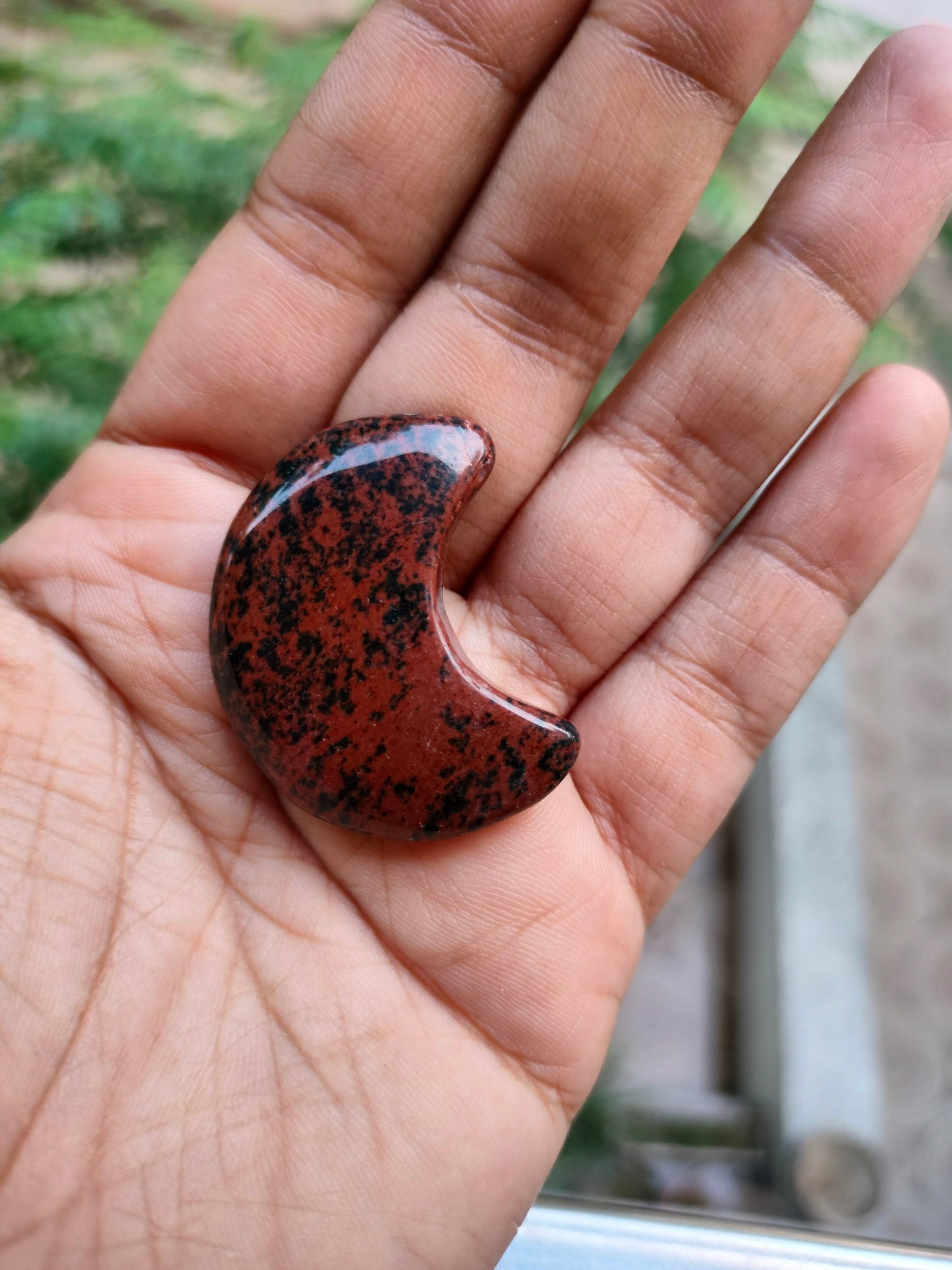 Red Moon Stone Hanging (With One hole)