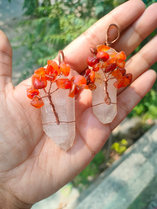 Tree of Life | Raw crystal pointer hanging - Carnelia | 1 Pc