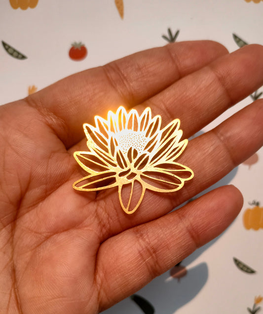 Water Lily Laser Cut Charms, Raw Brass Lotus Charm, Abstract Floral Cut out Charm