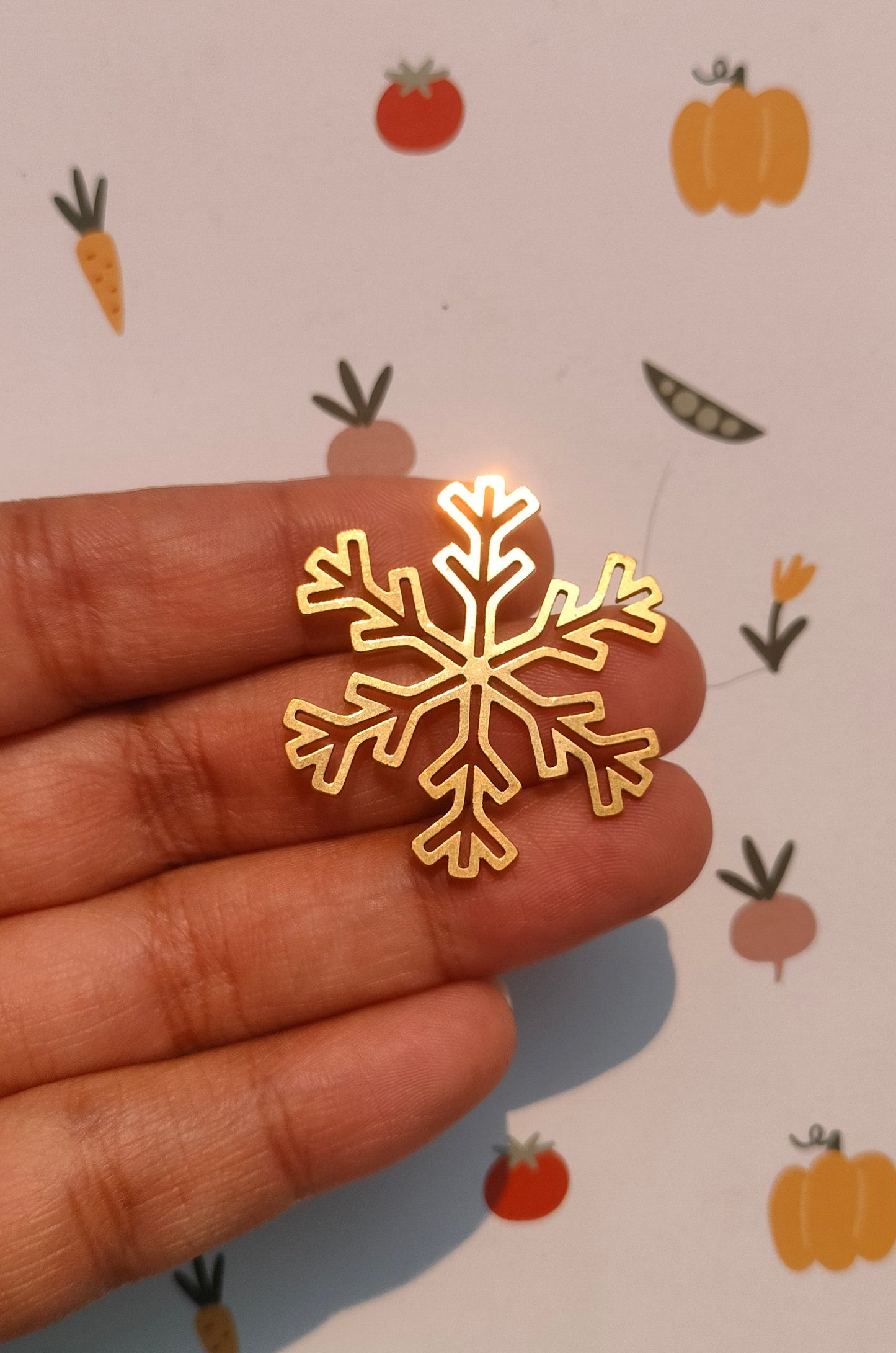 Snow Lasercut Charms,  Raw Brass Snowdrop Charms, Abstract Snowflakes Charms