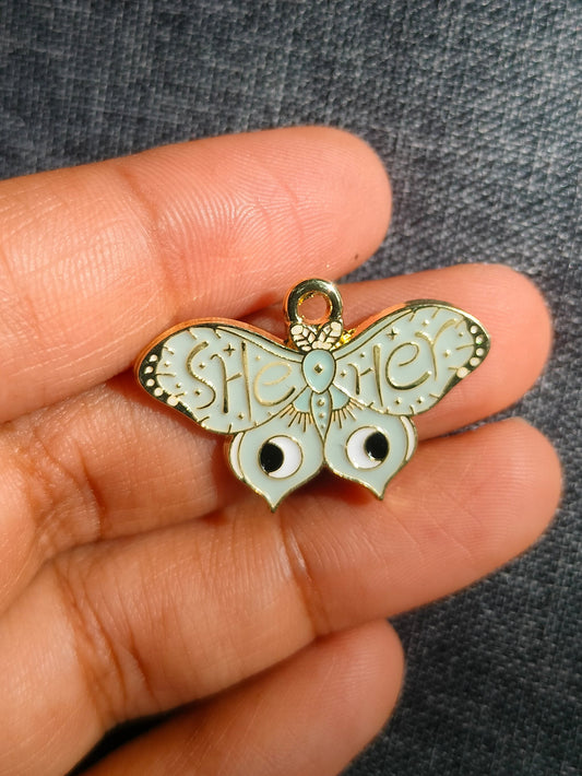 Grey She-Her Moth | Enamel Butterfly Moth Charm