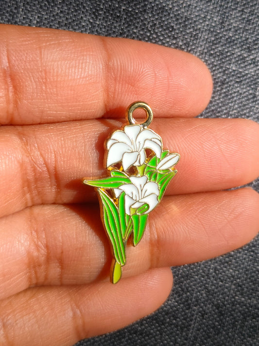 White Lily | Enamel Floral Charm