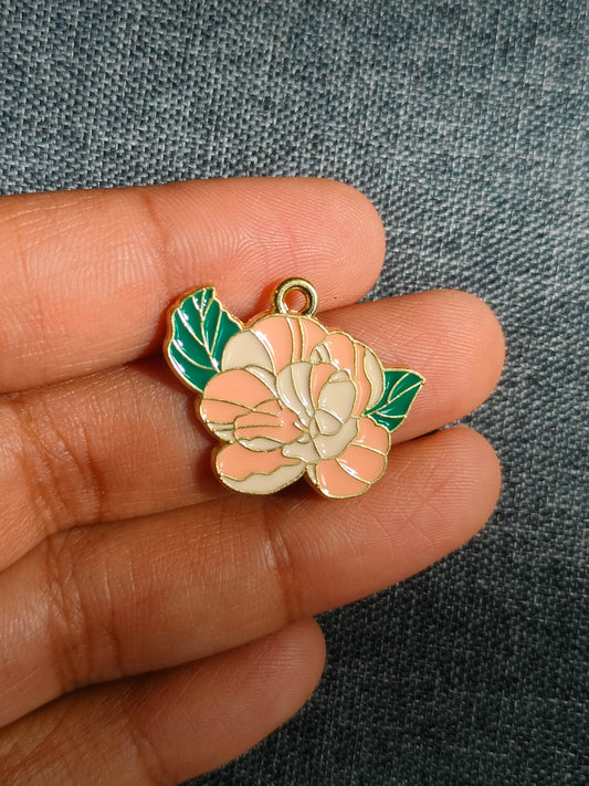 Peach Rose | Enamel Floral Charm