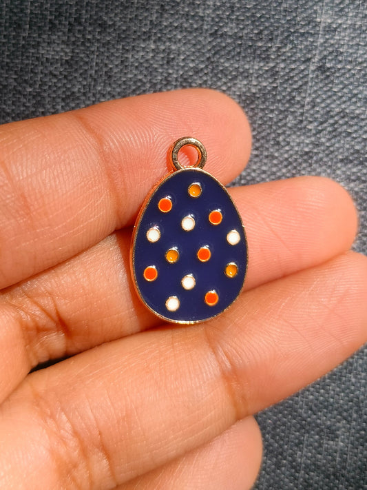 Easter Egg Charm Dark Blue Polka