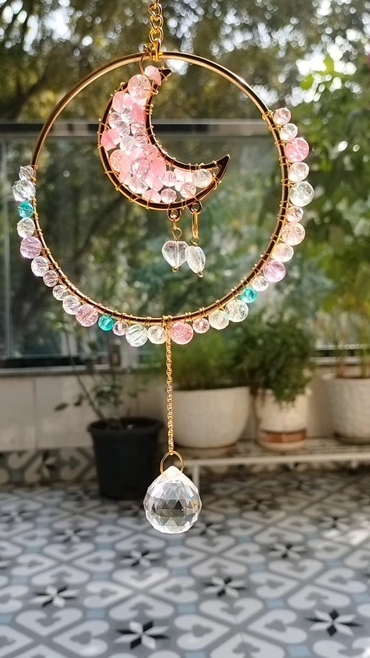 Pink crystal suncatcher - Round Large