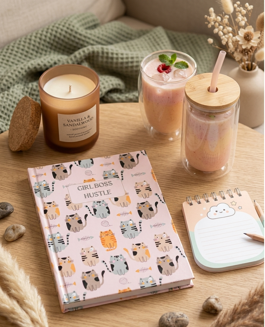Girl Boss Journal - Cute Cats and wool spool  | A5 | Hard Cover