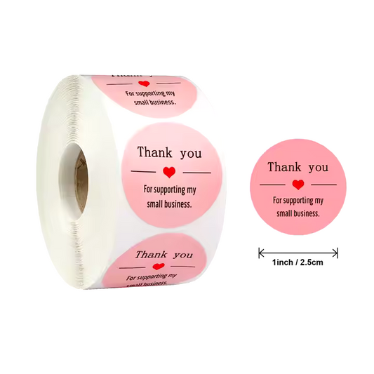 Thank you sticker Pink Round TY10 - 1 inch