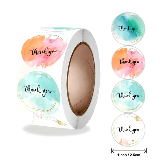 Thank you sticker MultiColor Round - 1 inch