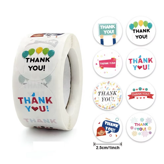 Thank you sticker MultiColor Round TY7- 1 inch