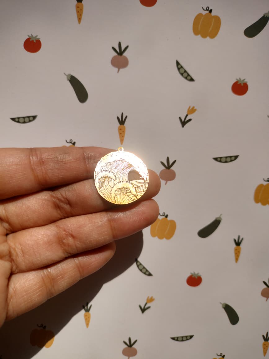 Wave Earring, Round Waves Earring Charm,   Sea Landscape Charm