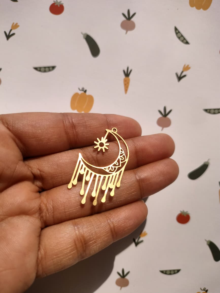 Celestial Laser Cut , Abstract Crescent Moon Sun Star, Cut Out Charm,