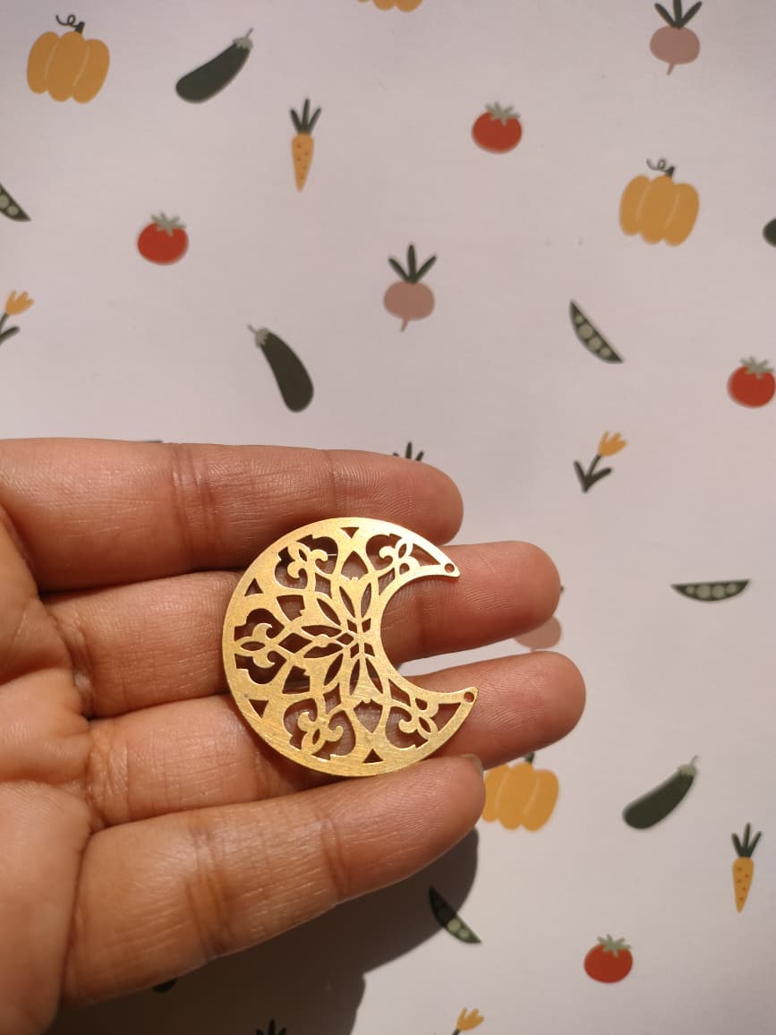 Crescent Lasercut Connectors, Hollow Leaf Flower Connectors,  Jewelry