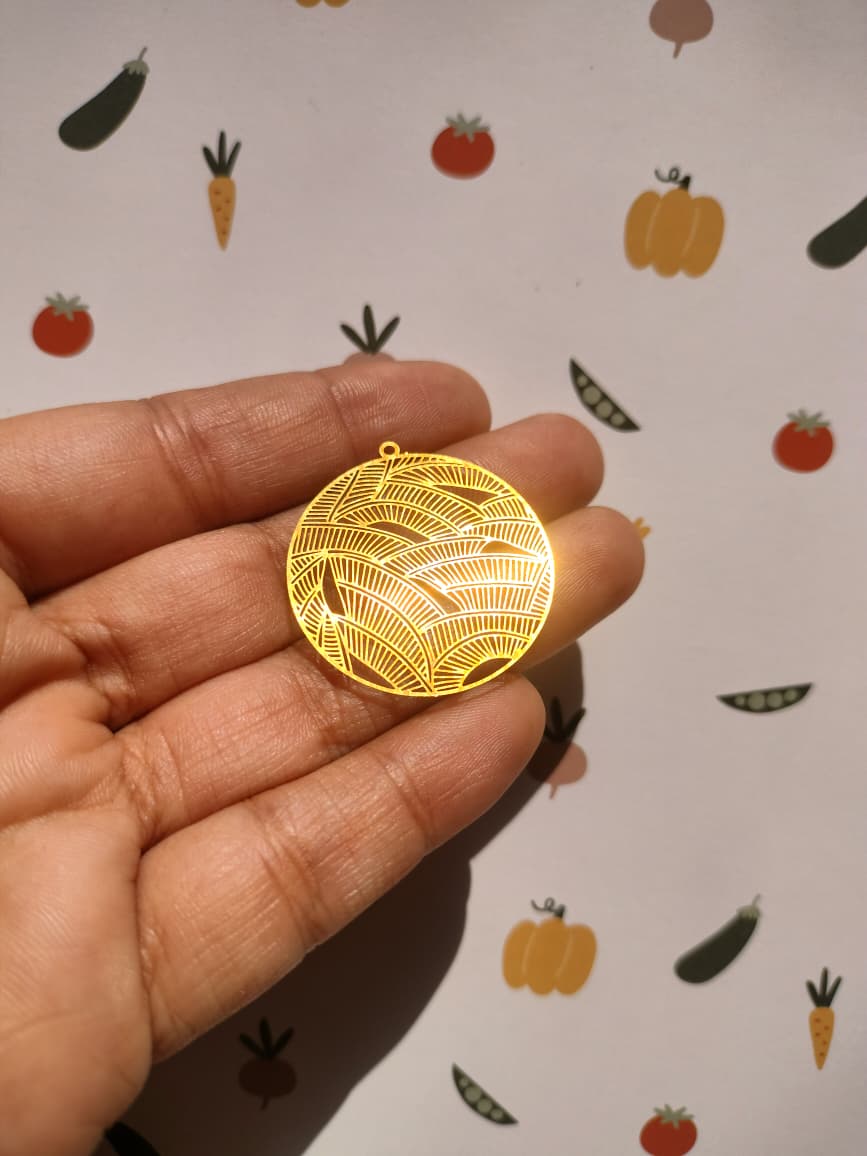 Fern Petal Pattern Earring Charm, Round Farm Earring,  Hollow Arc Charms