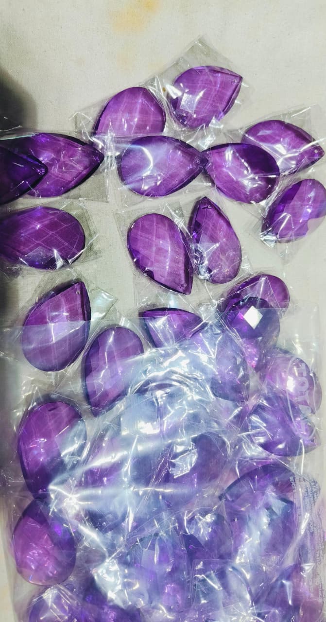 Almond Glass Crystal 50 mm | Lavender Purple