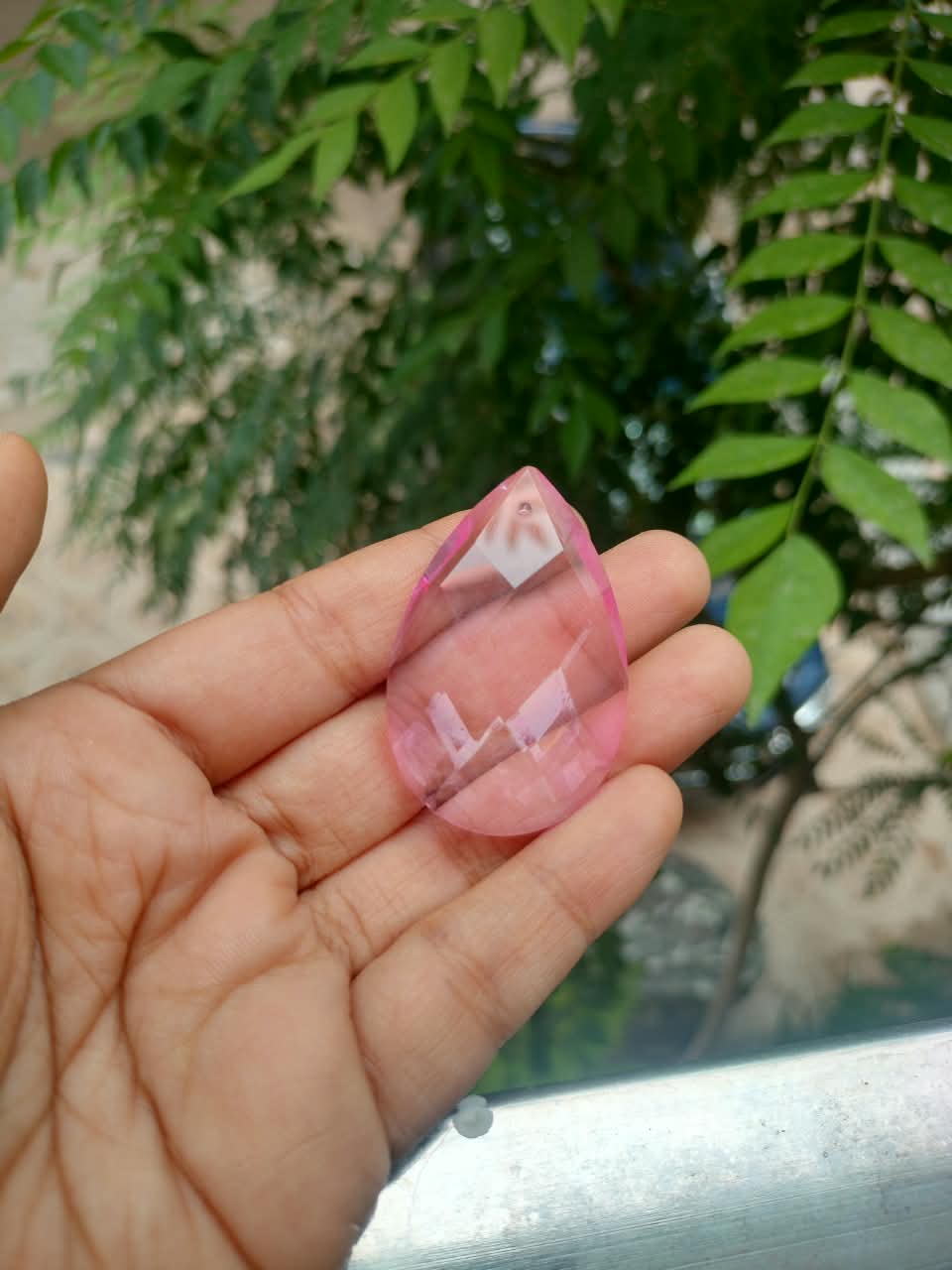 Almond Glass Crystal 50 mm | Rose Pink