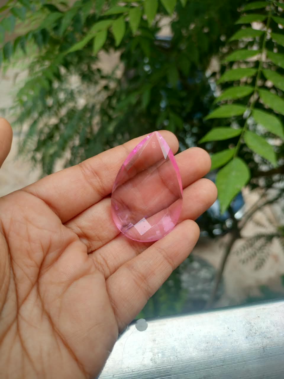 Almond Glass Crystal 50 mm | Rose Pink
